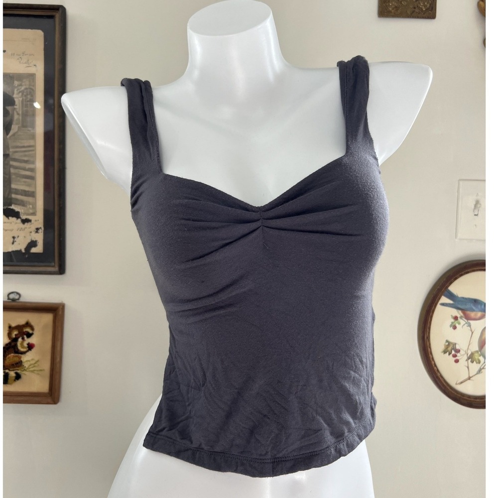 White Fox Dark Grey Ruched Bust Tank Top Size Extra Small